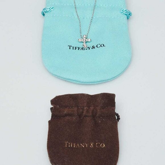 Tiffany & Co. Platinum and Diamond Elsa Peretti Small Cross Pendant Necklace - Picture 1 of 7